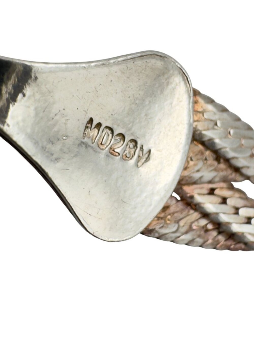 Vtg Mexico 925 Sterling Silver Braided Herringbone Necklace Lobster Clasp 21 - Picture 5 of 9